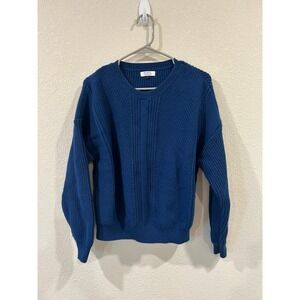 GALERIES LAFAYETTE Blue Textured Knit Crewneck Sweater Mens Size L
